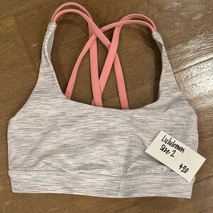 lululemon athletica Pink and Gray Striped Sports Bra